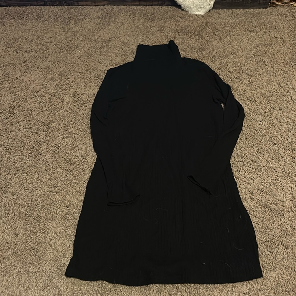Black long sleeve sweater dress.